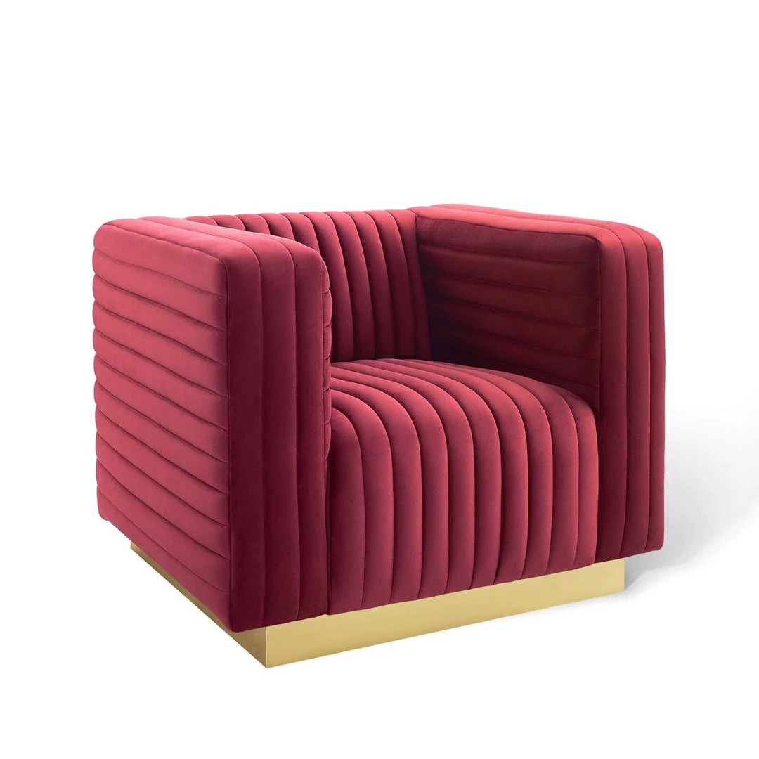 Modway Charisma Channel Tufted Performance Velvet Accent Armchair Maroon 1 Modway Charisma Channel Tufted Performance Velvet Accent Armchair Maroon
