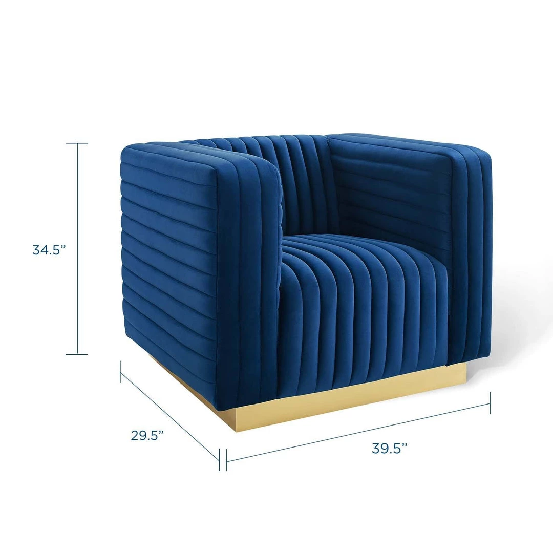 Modway Armchairs Charisma Channel Tufted Performance Velvet Accent Armchair Navy 2 Modway Armchairs Charisma Channel Tufted Performance Velvet Accent Armchair Navy