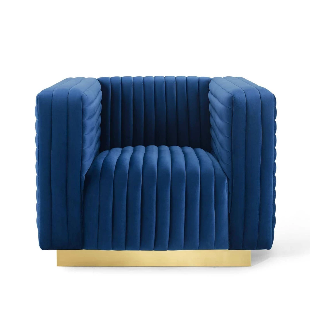 Modway Armchairs Charisma Channel Tufted Performance Velvet Accent Armchair Navy 5 Modway Armchairs Charisma Channel Tufted Performance Velvet Accent Armchair Navy