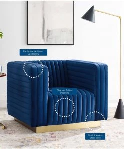 Modway Armchairs Charisma Channel Tufted Performance Velvet Accent Armchair Navy 15 Modway Armchairs Charisma Channel Tufted Performance Velvet Accent Armchair Navy
