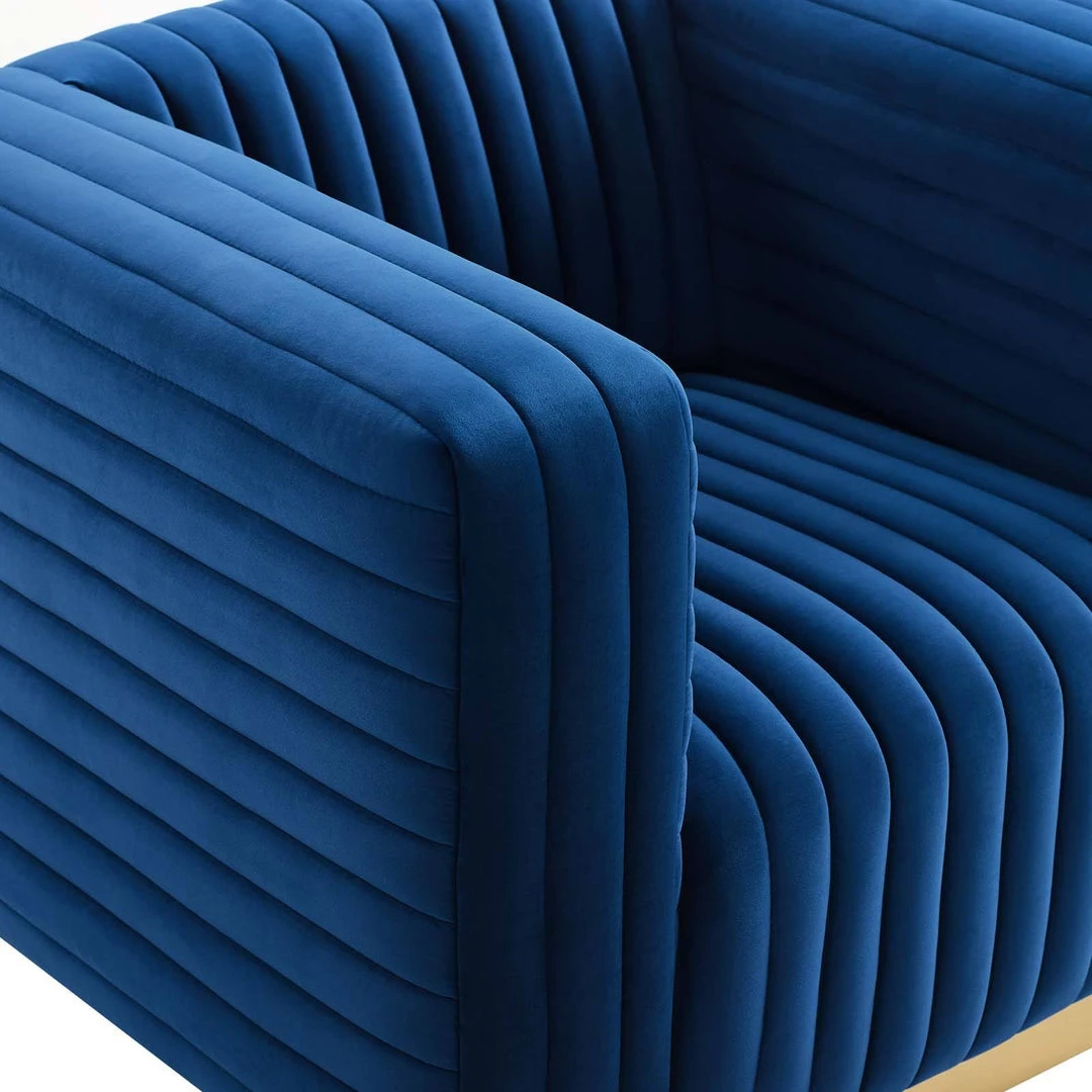 Modway Armchairs Charisma Channel Tufted Performance Velvet Accent Armchair Navy 6 Modway Armchairs Charisma Channel Tufted Performance Velvet Accent Armchair Navy