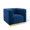 Modway Armchairs Charisma Channel Tufted Performance Velvet Accent Armchair Navy