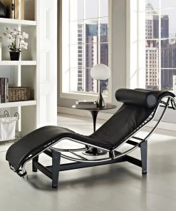 Modway Chaise Lounge Chairs Charles Leather Chaise Lounge Black