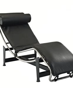 Modway Chaise Lounge Chairs Charles Leather Chaise Lounge Black