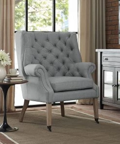 Modway Chart Upholstered Fabric Lounge Chair Light Gray Chaise Lounge Chairs