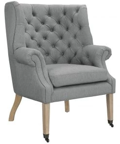 Modway Chart Upholstered Fabric Lounge Chair Light Gray Chaise Lounge Chairs