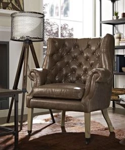 Modway Chart Upholstered Vinyl Lounge Chair Brown