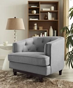Modway Coast Upholstered Fabric Armchair Light Gray