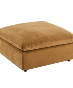 Modway Commix Down Filled Overstuffed Performance Velvet Ottoman Cognac