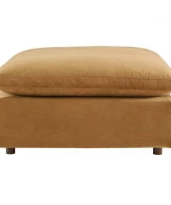 Modway Commix Down Filled Overstuffed Performance Velvet Ottoman Cognac