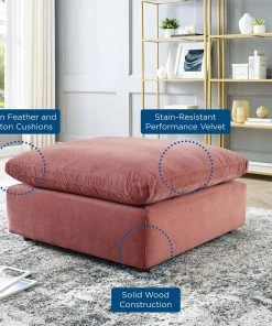 Modway Commix Down Filled Overstuffed Performance Velvet Ottoman Dusty Rose 12 Modway Commix Down Filled Overstuffed Performance Velvet Ottoman Dusty Rose