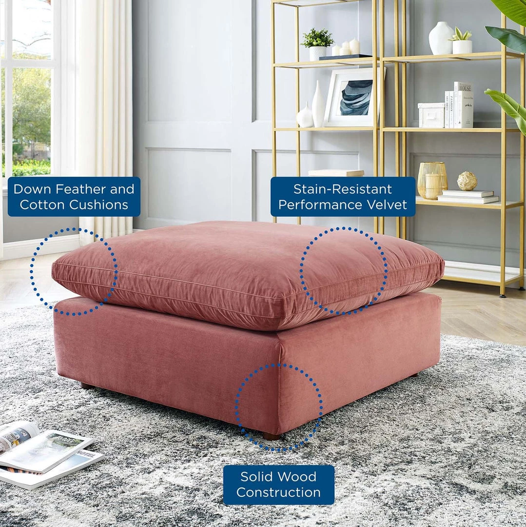 Modway Commix Down Filled Overstuffed Performance Velvet Ottoman Dusty Rose 5 Modway Commix Down Filled Overstuffed Performance Velvet Ottoman Dusty Rose