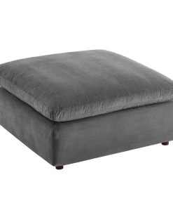Modway Ottomans Commix Down Filled Overstuffed Performance Velvet Ottoman Gray