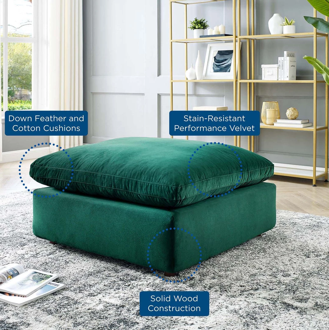 Modway Commix Down Filled Overstuffed Performance Velvet Ottoman Green 5 Modway Commix Down Filled Overstuffed Performance Velvet Ottoman Green