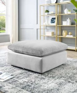 Modway Commix Down Filled Overstuffed Performance Velvet Ottoman Light Gray