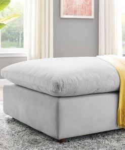 Modway Commix Down Filled Overstuffed Performance Velvet Ottoman Light Gray