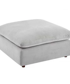 Modway Commix Down Filled Overstuffed Performance Velvet Ottoman Light Gray