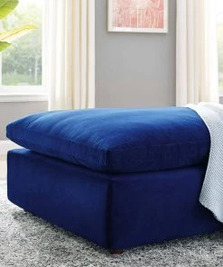 Modway Commix Down Filled Overstuffed Performance Velvet Ottoman Navy Ottomans