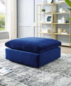 Modway Commix Down Filled Overstuffed Performance Velvet Ottoman Navy Ottomans