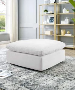 Modway Commix Down Filled Overstuffed Performance Velvet Ottoman White Ottomans