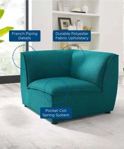 Modway Sectionals Comprise Corner Sectional Sofa Chair Teal