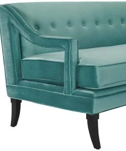 Modway Concur Button Tufted Performance Velvet Sofa Teal