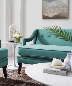Modway Concur Button Tufted Performance Velvet Sofa Teal