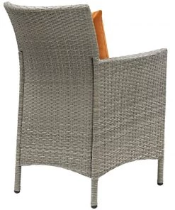 Modway Conduit Outdoor Patio Wicker Rattan Dining Armchair Set Of 2 Light Gray Orange Armchair Sets