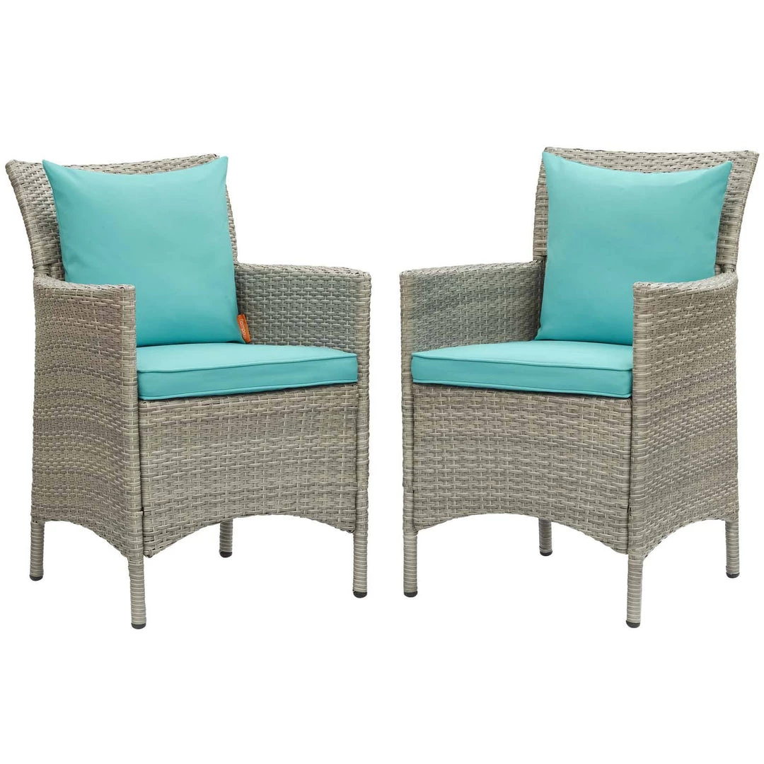 Modway Conduit Outdoor Patio Wicker Rattan Dining Armchair Set Of 2 Light Gray Turquoise 1 Modway Conduit Outdoor Patio Wicker Rattan Dining Armchair Set Of 2 Light Gray Turquoise