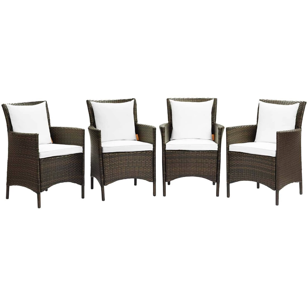 Modway Armchair Sets Conduit Outdoor Patio Wicker Rattan Dining Armchair Set Of 4 Brown White 1 Modway Armchair Sets Conduit Outdoor Patio Wicker Rattan Dining Armchair Set Of 4 Brown White