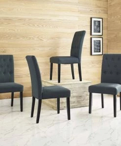 Modway Confer Dining Side Chair Fabric Set Of 4 Gray Dining Chairs