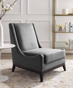 Modway Confident Accent Upholstered Performance Velvet Lounge Chair Gray
