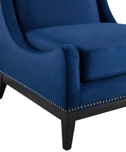 Modway Confident Accent Upholstered Performance Velvet Lounge Chair Navy