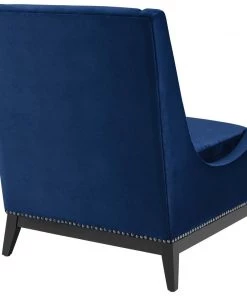 Modway Confident Accent Upholstered Performance Velvet Lounge Chair Navy