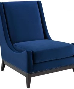 Modway Confident Accent Upholstered Performance Velvet Lounge Chair Navy