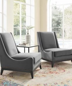 Modway Chaise Lounge Chairs Confident Lounge Chair Upholstered Performance Velvet Set Of 2 Gray 14 Modway Chaise Lounge Chairs Confident Lounge Chair Upholstered Performance Velvet Set Of 2 Gray