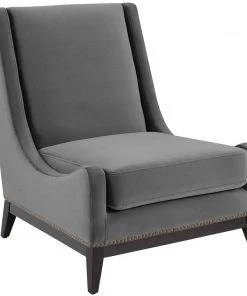 Modway Chaise Lounge Chairs Confident Lounge Chair Upholstered Performance Velvet Set Of 2 Gray