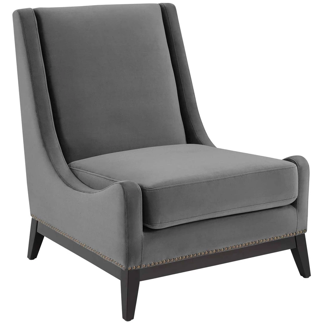 Modway Chaise Lounge Chairs Confident Lounge Chair Upholstered Performance Velvet Set Of 2 Gray 2 Modway Chaise Lounge Chairs Confident Lounge Chair Upholstered Performance Velvet Set Of 2 Gray