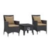Modway Fire Pit Table Set Convene 3 Piece Set Outdoor Patio With Fire Pit Espresso Mocha
