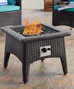 Modway Convene 3 Piece Set Outdoor Patio With Fire Pit Espresso Turquoise