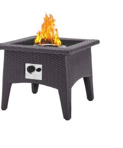 Modway Convene 3 Piece Set Outdoor Patio With Fire Pit Espresso Turquoise