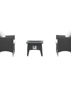 Modway Convene 3 Piece Set Outdoor Patio With Fire Pit Espresso White