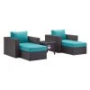 Modway Fire Pit Table Set Convene 5 Piece Set Outdoor Patio With Fire Pit Espresso Turquois
