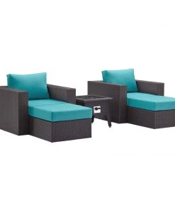 Modway Fire Pit Table Set Convene 5 Piece Set Outdoor Patio With Fire Pit Espresso Turquois