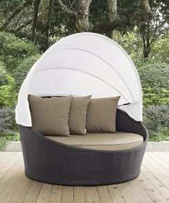Modway Convene Canopy Outdoor Patio Daybed Espresso Mocha