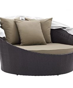 Modway Convene Canopy Outdoor Patio Daybed Espresso Mocha