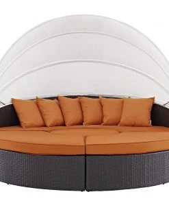 Modway Outdoor Daybeds Convene Canopy Outdoor Patio Daybed Espresso Orange