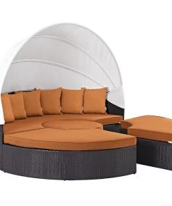 Modway Outdoor Daybeds Convene Canopy Outdoor Patio Daybed Espresso Orange