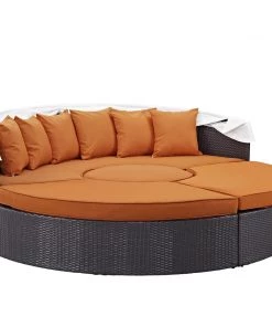 Modway Outdoor Daybeds Convene Canopy Outdoor Patio Daybed Espresso Orange