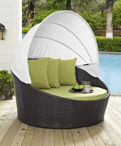 Modway Outdoor Daybeds Convene Canopy Outdoor Patio Daybed Espresso Peridot